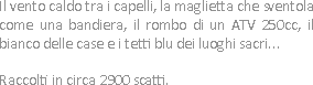 Il vento caldo tra i capelli, la maglietta che sventola come una bandiera, il rombo di un ATV 250cc, il bianco delle case e i tetti blu dei luoghi sacri... Raccolti in circa 2900 scatti.